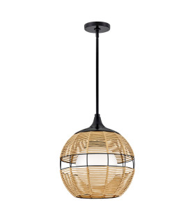 Maddox 36cm Wire Frame Pendant Ceiling Light Black Camel IP44-1