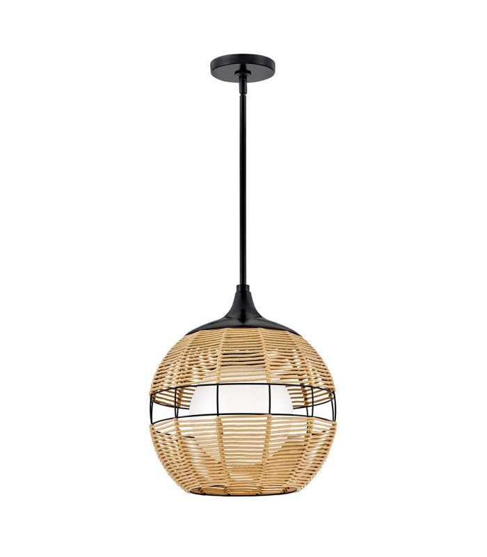 Maddox 36cm Wire Frame Pendant Ceiling Light Black Camel IP44-1