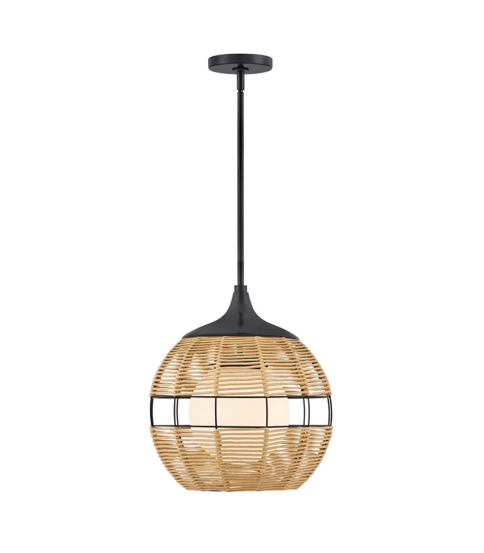 Maddox 36cm Wire Frame Pendant Ceiling Light Black Camel IP44-3