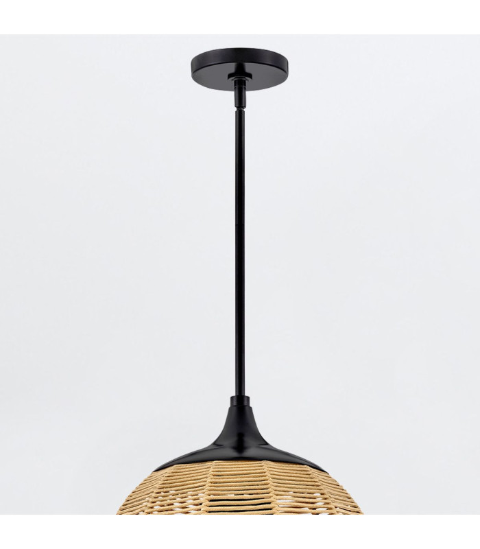 Maddox 36cm Wire Frame Pendant Ceiling Light Black Camel IP44-5