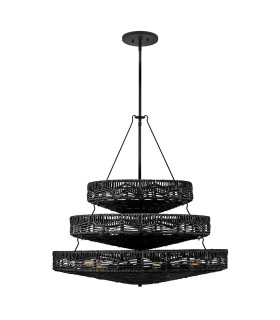 Ophelia 13 Light Cylindrical Pendant Ceiling Light Black-1