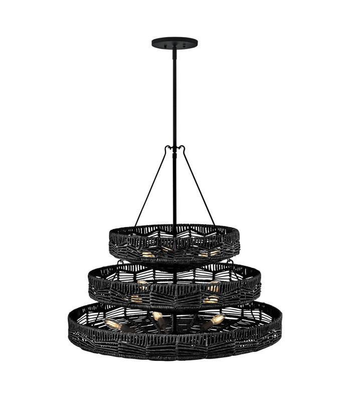 Ophelia 13 Light Cylindrical Pendant Ceiling Light Black-3
