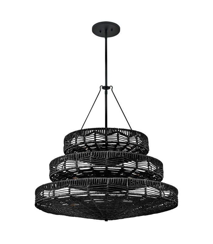 Ophelia 13 Light Cylindrical Pendant Ceiling Light Black-4
