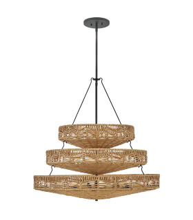 Ophelia 13 Light Cylindrical Pendant Ceiling Light Black Camel-1