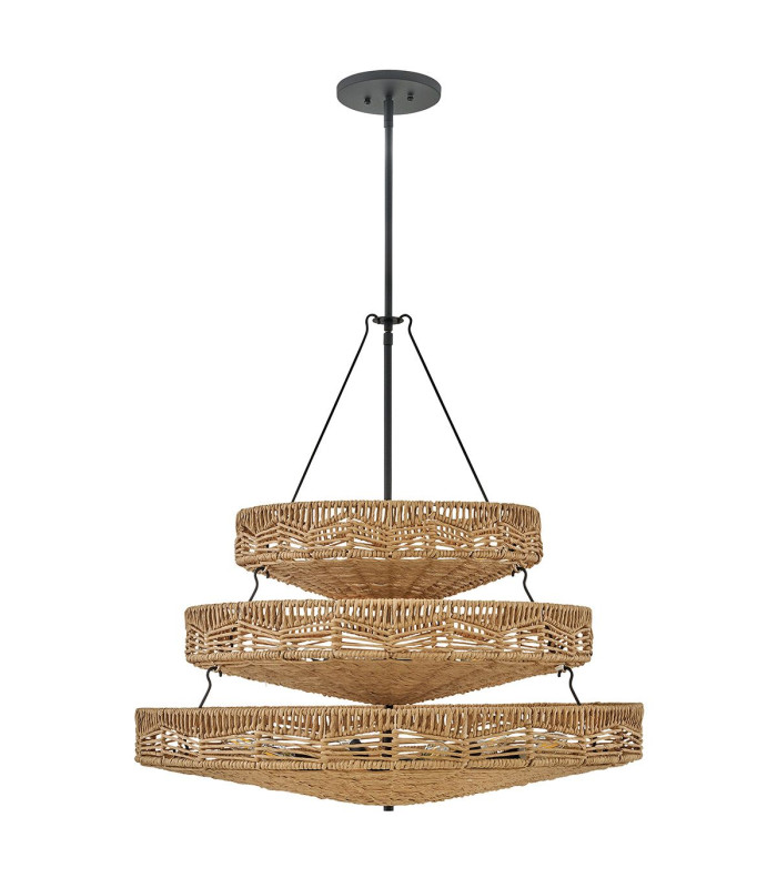 Ophelia 13 Light Cylindrical Pendant Ceiling Light Black Camel-1