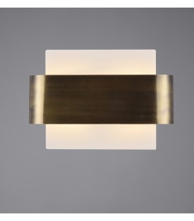 Flush Wall Light, 2 Light G9, White Base with Antique Brass Centre Band - 2