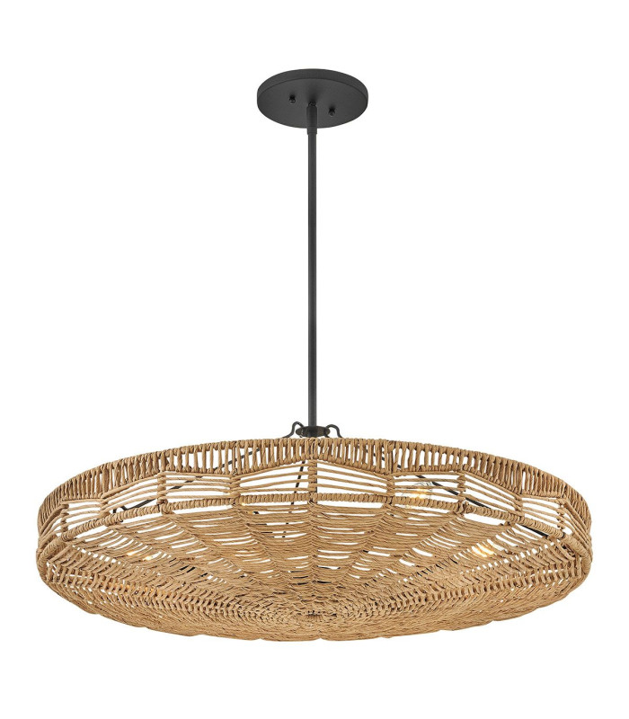 Ophelia 6 Light Cylindrical Pendant Ceiling Light Black Camel-7