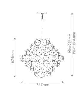 Rene 16 Light Pendant Ceiling Light Distressed Brass-2