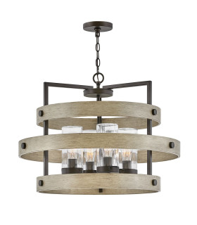 Riverwood 4 Light Cylindrical Pendant Ceiling Light Warm Bronze with Warm Ash accents IP44-1