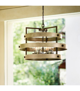 Riverwood 4 Light Cylindrical Pendant Ceiling Light Warm Bronze with Warm Ash accents IP44-2