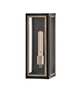 Shaw Small Outdoor Wall Lantern Black with Burnished Bronze accents IP44-1