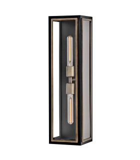 Shaw Large Outdoor Wall Lantern Black with Burnished Bronze accents IP44-1
