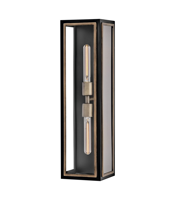 Shaw Large Outdoor Wall Lantern Black with Burnished Bronze accents IP44-1