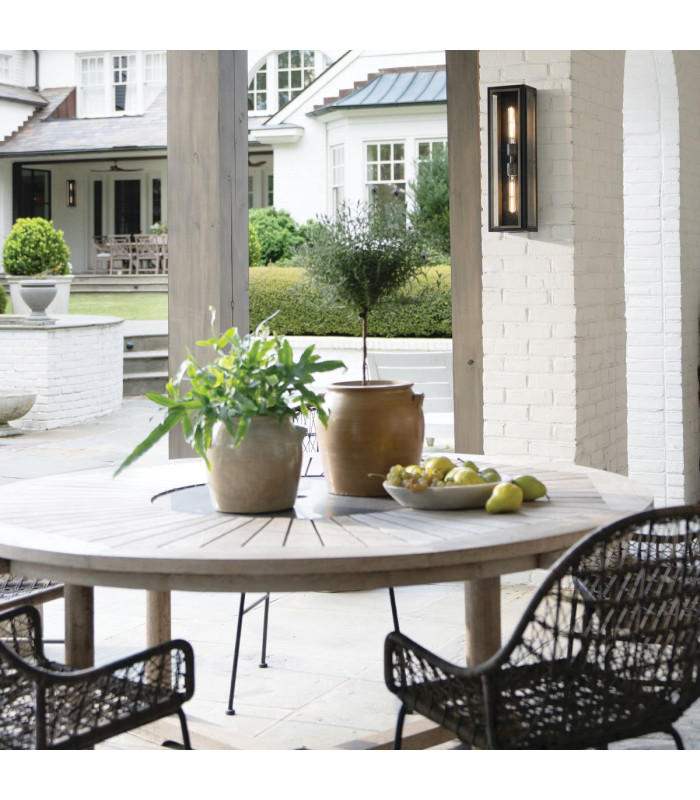 Shaw Large Outdoor Wall Lantern Black with Burnished Bronze accents IP44-2