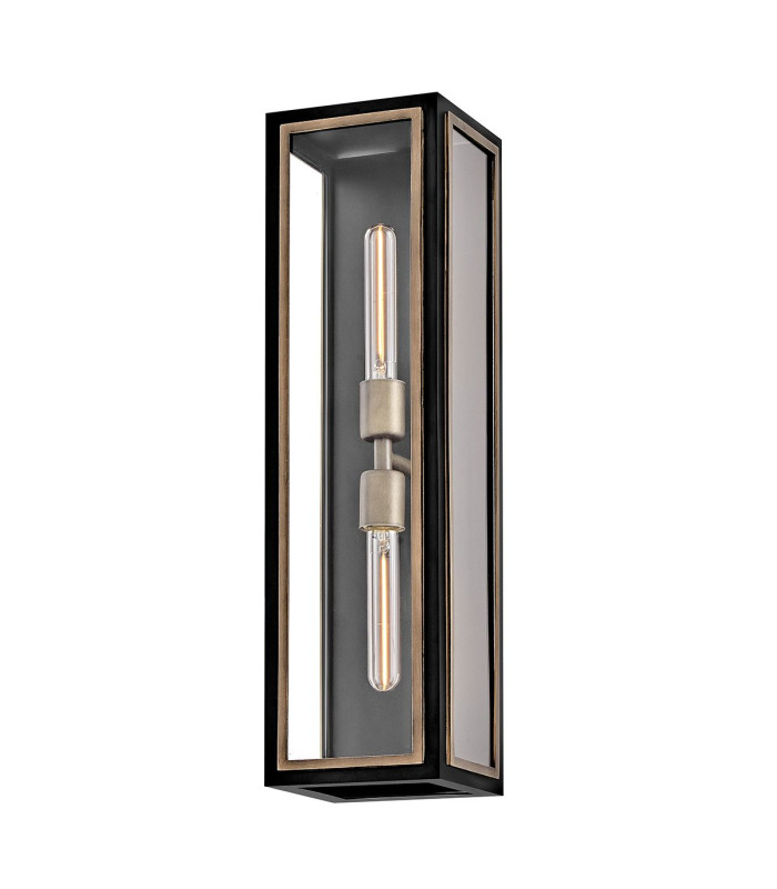 Shaw Large Outdoor Wall Lantern Black with Burnished Bronze accents IP44-5