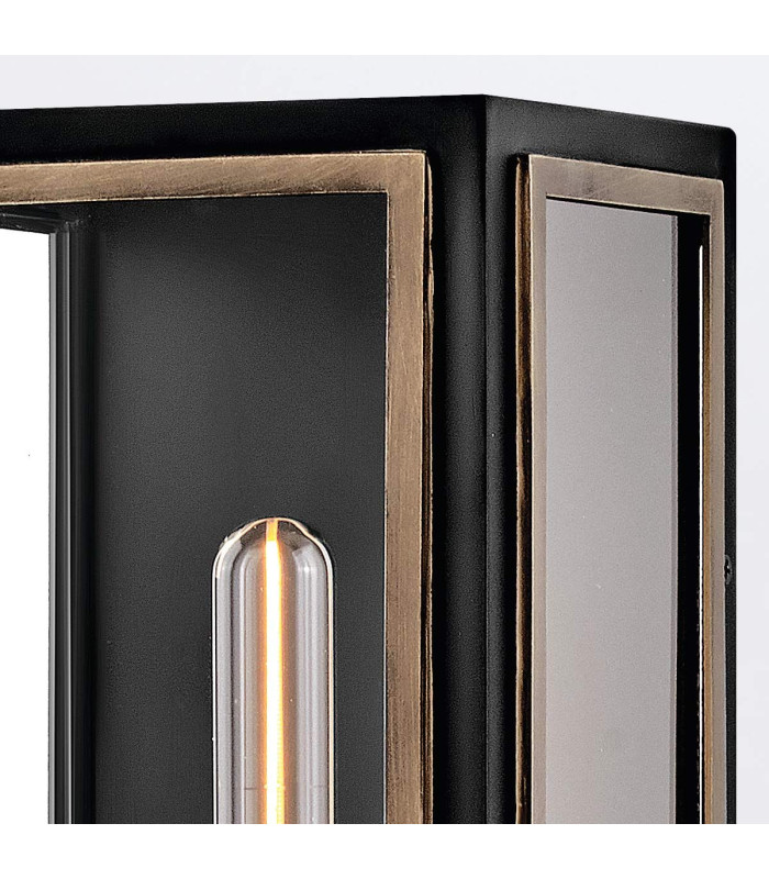 Shaw Large Outdoor Wall Lantern Black with Burnished Bronze accents IP44-8