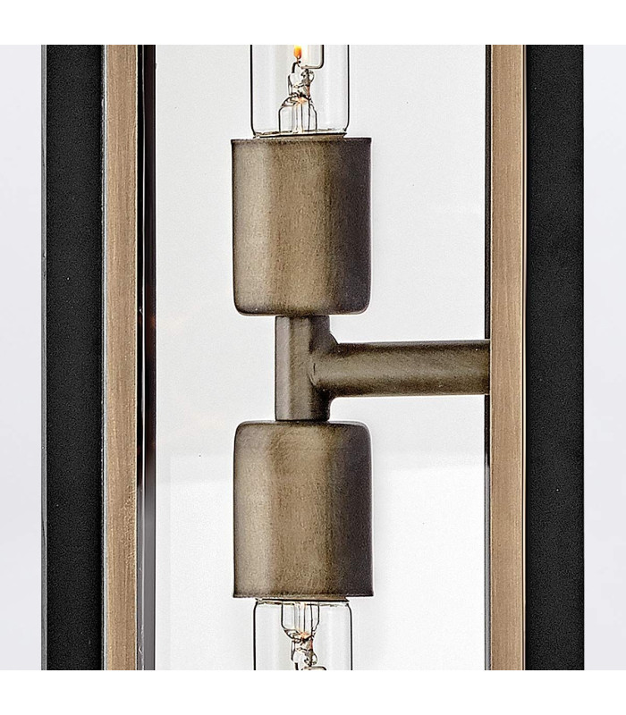 Shaw Large Outdoor Wall Lantern Black with Burnished Bronze accents IP44-9