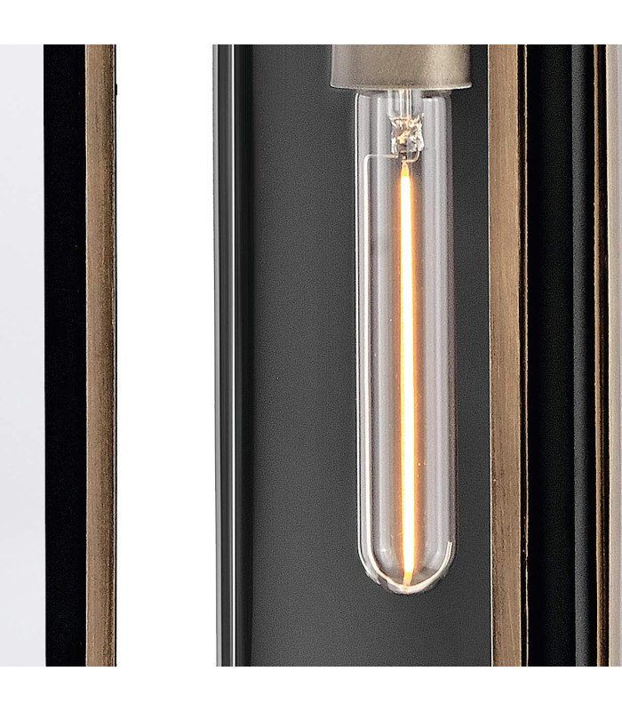 Shaw Large Outdoor Wall Lantern Black with Burnished Bronze accents IP44-10