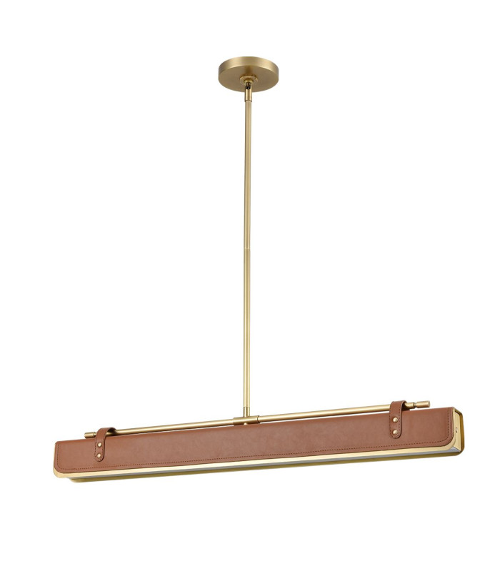 Valise Bar Pendant Ceiling Light Vintage Brass Cognac Leather-8