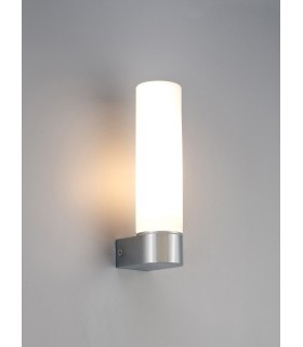 IP44 1 Light E14 Bathroom Wall Lamp, Polished Chrome with Opal Tubular Glass - 2