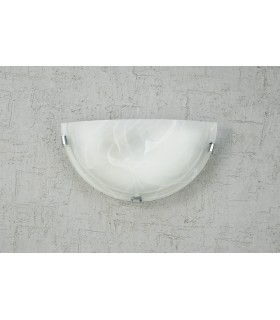 1 Light E27 Flush Wall Lamp, Polished Chrome with Frosted Alabaster Glass - 2
