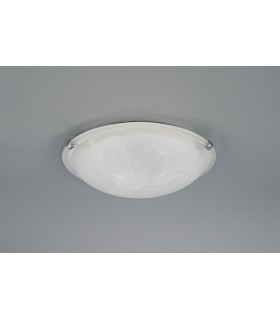 Flush Ceiling 300mm Round, 2 Light E27 Polished Chrome with Frosted Alabaster Glass - 2