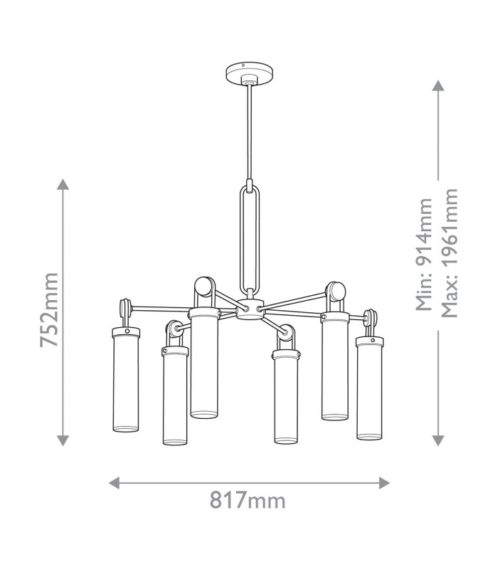 Wynwood 6 Light Multi Arm Pendant Ceiling Light Vintage Brass-3