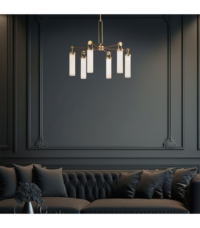 Wynwood 6 Light Multi Arm Pendant Ceiling Light Vintage Brass-4