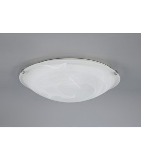 Flush Ceiling 400mm Round, 3 Light E27, Polished Chrome with Frosted Alabaster Glass - 2