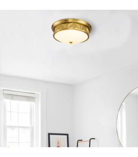 Epsilon Decorative Flush Ceiling Light Aged Brass IP44-2