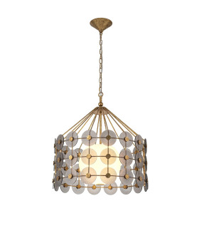 Meridian Pendant Ceiling Light Distressed Gold & Smoked Glass-1