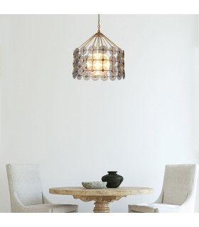 Meridian Pendant Ceiling Light Distressed Gold & Smoked Glass-2