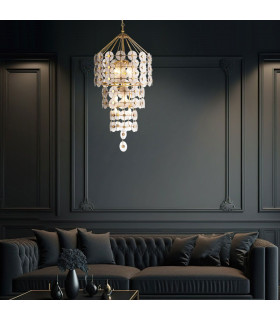 Meridian 9 Light Pendant Ceiling Light Distressed Gold & Smoked Glass-2