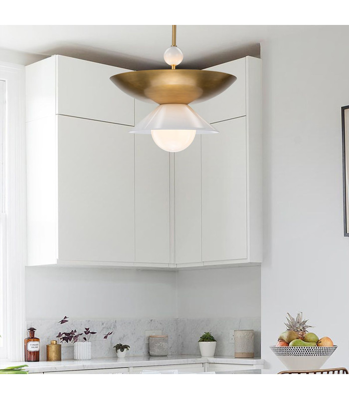 Saucer 4 Light Dome Pendant Ceiling Light Aged Brass-4
