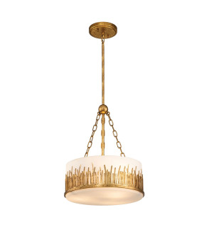 Sawgrass 38cm Cylindrical Pendant Ceiling Light Gold Leaf with Antique Glaze-1