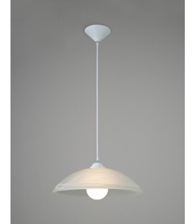 E27 Ceiling Dome Pendant, Frosted Alabaster Glass with White Suspension Kit - 2