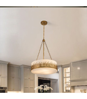 Sawgrass 53cm Cylindrical Pendant Ceiling Light Gold Leaf with Antique Glaze-2
