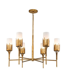 Sawgrass 6 Light Multi Arm Pendant Ceiling Light Gold Leaf with Antique Glaze-1
