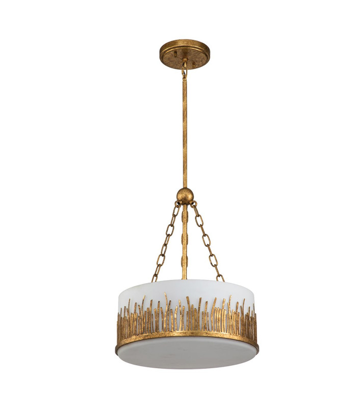 Sawgrass 38cm Cylindrical Pendant Ceiling Light Gold Leaf with Antique Glaze-7