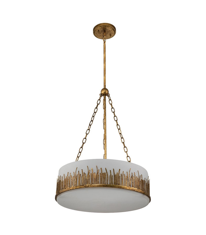 Sawgrass 53cm Cylindrical Pendant Ceiling Light Gold Leaf with Antique Glaze-5