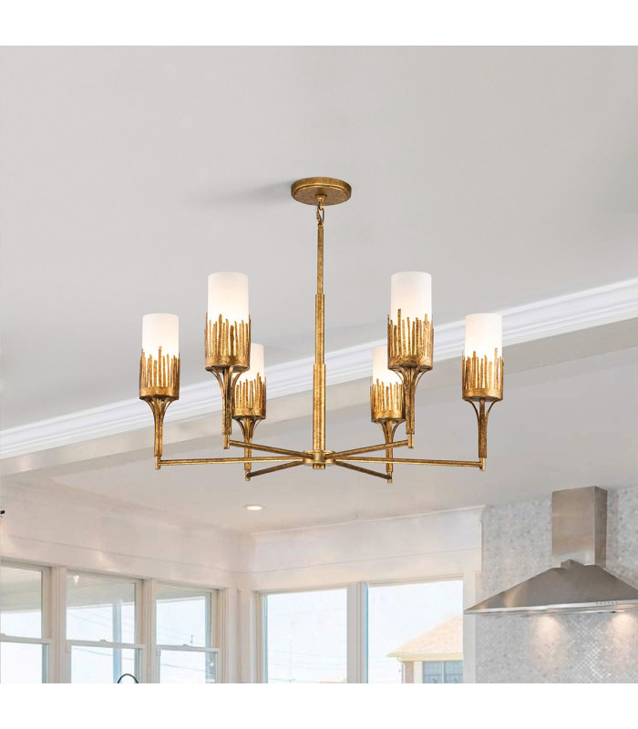 Sawgrass 6 Light Multi Arm Pendant Ceiling Light Gold Leaf with Antique Glaze-4