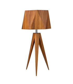 Angular Table Lamp with Round Tapered Shade Teak-1