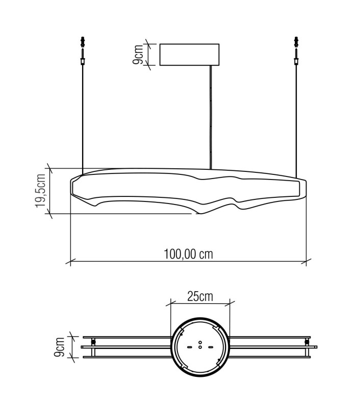 Horizon 100cm Bar Pendant Ceiling Light Teak-3