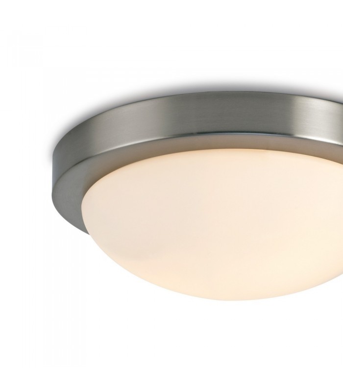 IP44 2 Light E27 Large Flush Ceiling Light, Satin Nickel with Opal White Glass - 5