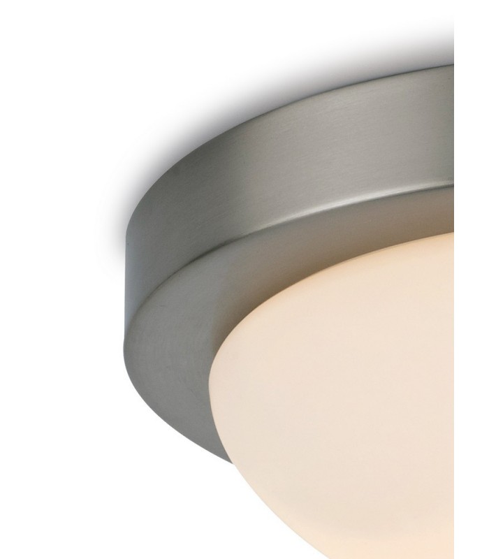IP44 2 Light E27 Large Flush Ceiling Light, Satin Nickel with Opal White Glass - 6