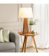 Slatted Table Lamp with Round Tapered Shade Teak-2