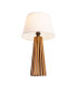 Slatted Table Lamp with Round Tapered Shade Teak-8