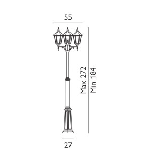 Valencia Triple Head Outdoor Lamp Post Black IP54-2