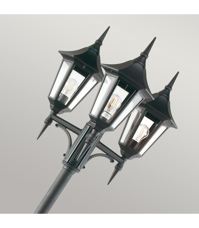 Valencia Triple Head Outdoor Lamp Post Black IP54-3