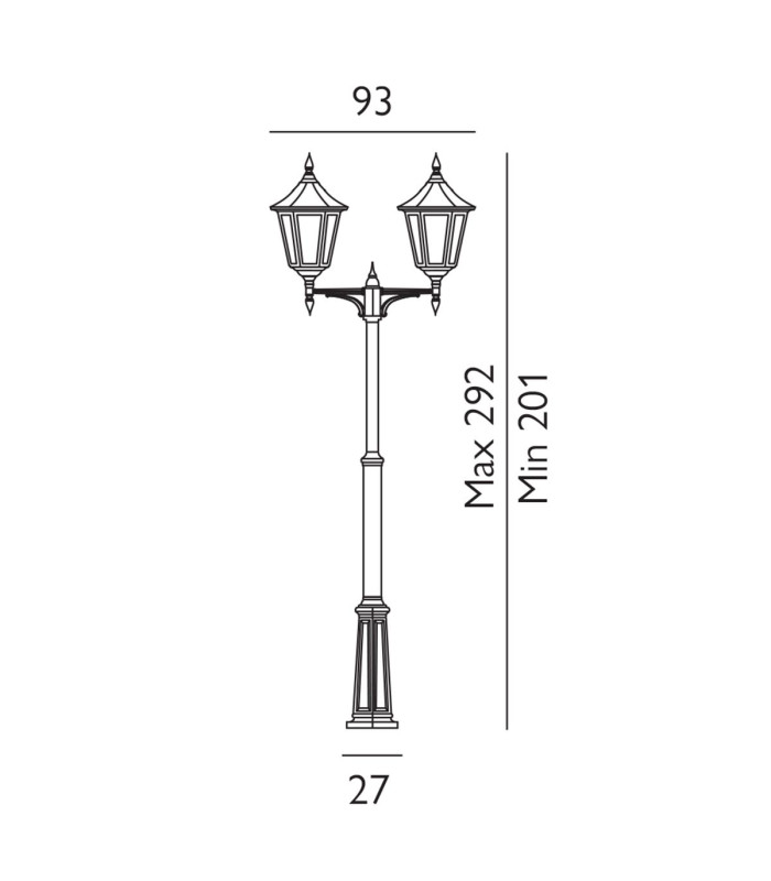 Valencia Grande Twin Head Outdoor Lamp Post Black IP54-2